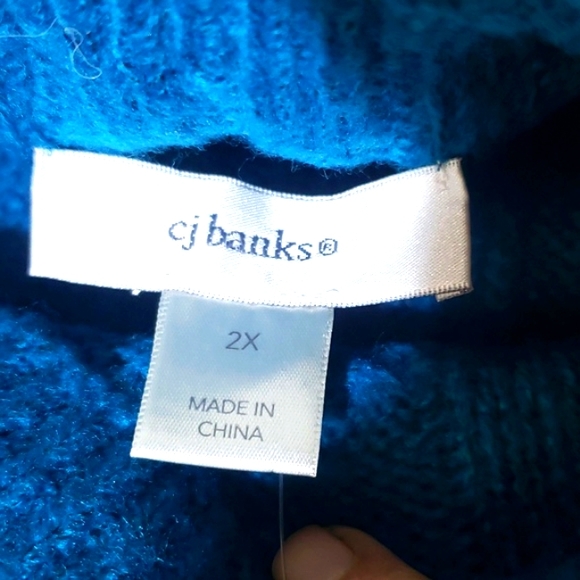 NWT CJ Banks Blouse Teal Green Long Sleeve Pullover Women's Size 2X - Picture 14 of 17